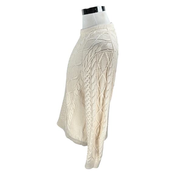 Polo Ralph Lauren Fisherman Sweater Men’s Medium Cream Ivory Chunky Cable Knit - Picture 4 of 10